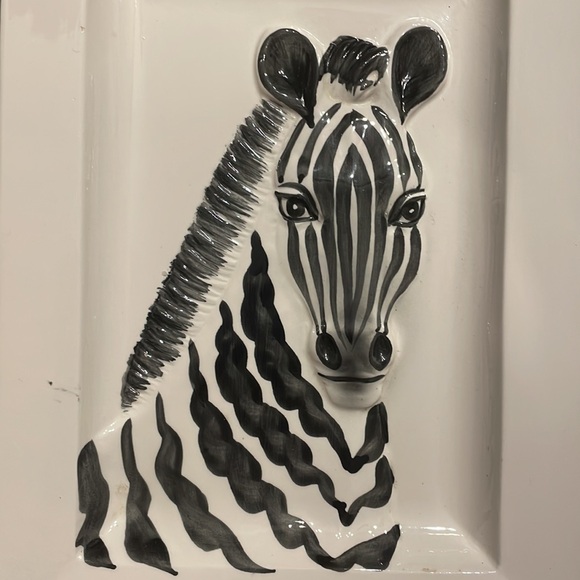 Fitz and Floyd Zebra Vide Poche Tray Vintage 1975 Catch All Accent Animal Decor - Picture 4 of 4